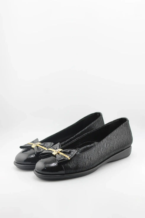 DFC Relax Textured Ballet Flats with Bow Accent