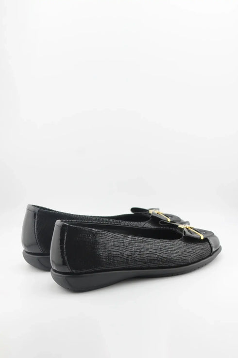 DFC Relax Textured Ballet Flats with Bow Accent