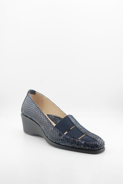 DFC Relax Textured Slip-On Comfort Wedge Loafer with Elastic Panels