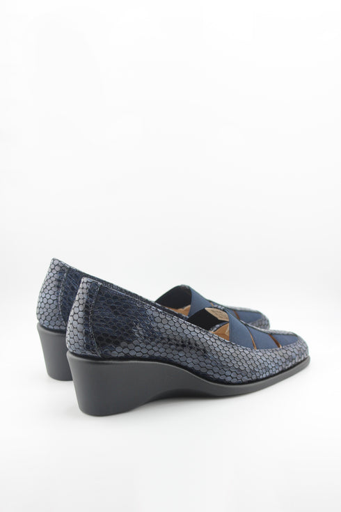 DFC Relax Textured Slip-On Comfort Wedge Loafer with Elastic Panels