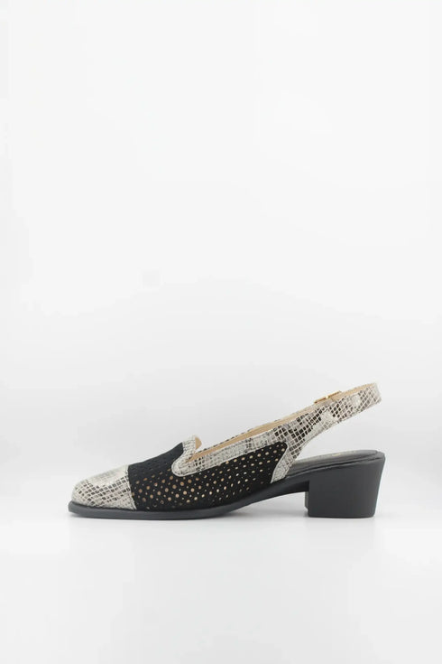 DFC Relax Perforated Slingback Block Heel Shoes