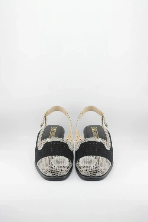 DFC Relax Perforated Slingback Block Heel Shoes