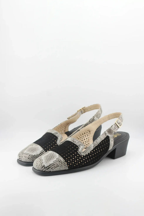 DFC Relax Perforated Slingback Block Heel Shoes