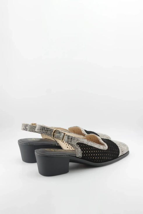 DFC Relax Perforated Slingback Block Heel Shoes