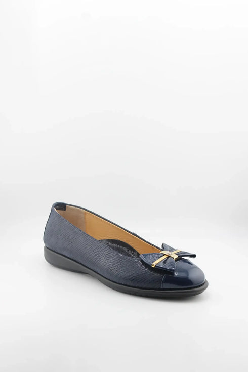 DFC Relax Textured Ballet Flats with Bow Accent