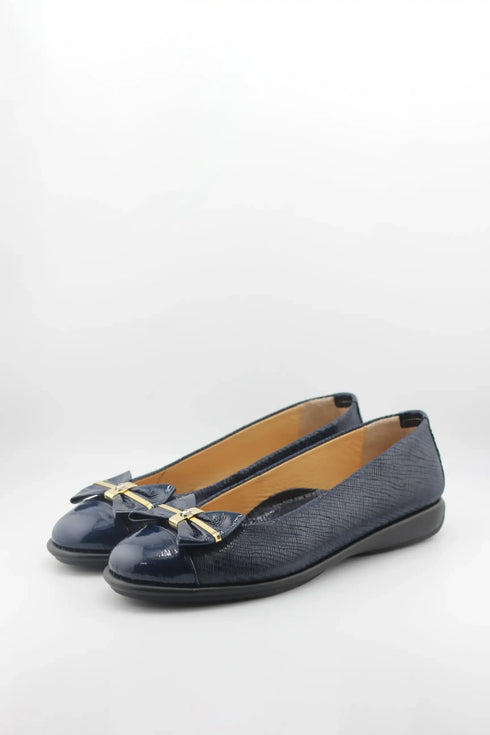 DFC Relax Textured Ballet Flats with Bow Accent