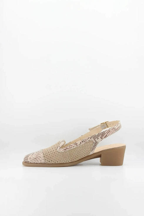 DFC Relax Perforated Slingback Block Heel Shoes