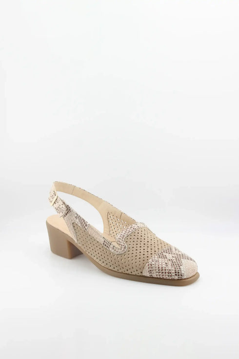 DFC Relax Perforated Slingback Block Heel Shoes