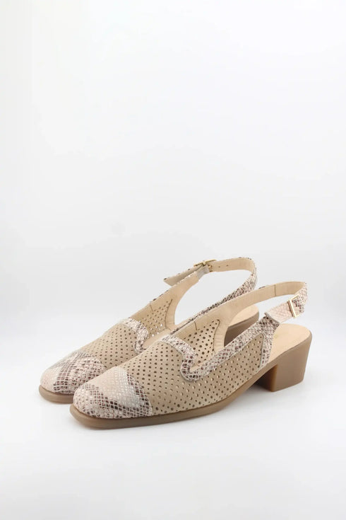DFC Relax Perforated Slingback Block Heel Shoes