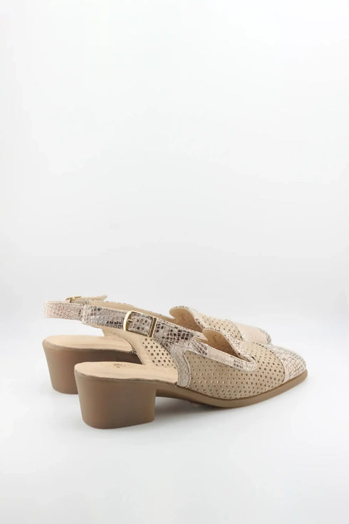 DFC Relax Perforated Slingback Block Heel Shoes