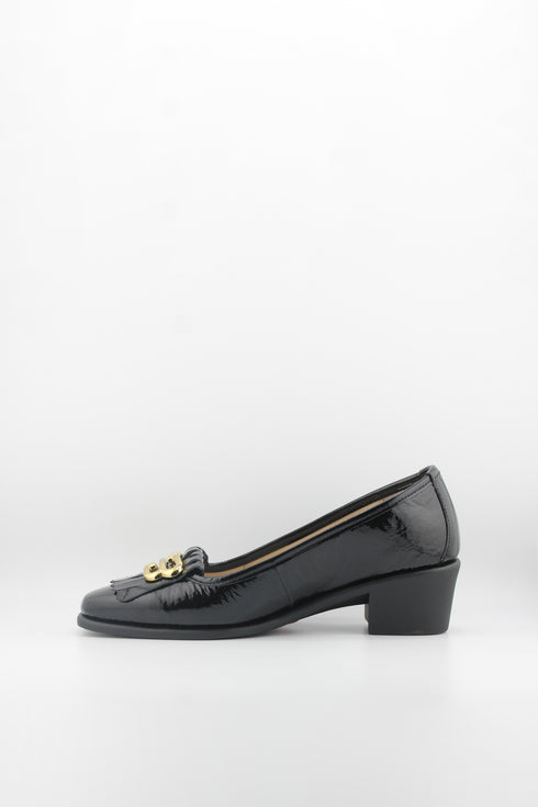 DFC Relax Tasseled Patent Leather Block Heel Loafer
