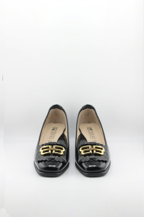 DFC Relax Tasseled Patent Leather Block Heel Loafer