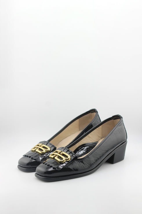 DFC Relax Tasseled Patent Leather Block Heel Loafer