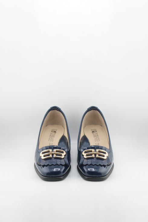 DFC Relax Tasseled Patent Leather Block Heel Loafer