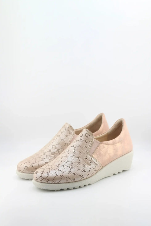 DFC Relax Decorative Perforated Slip-On Wedge Loafer