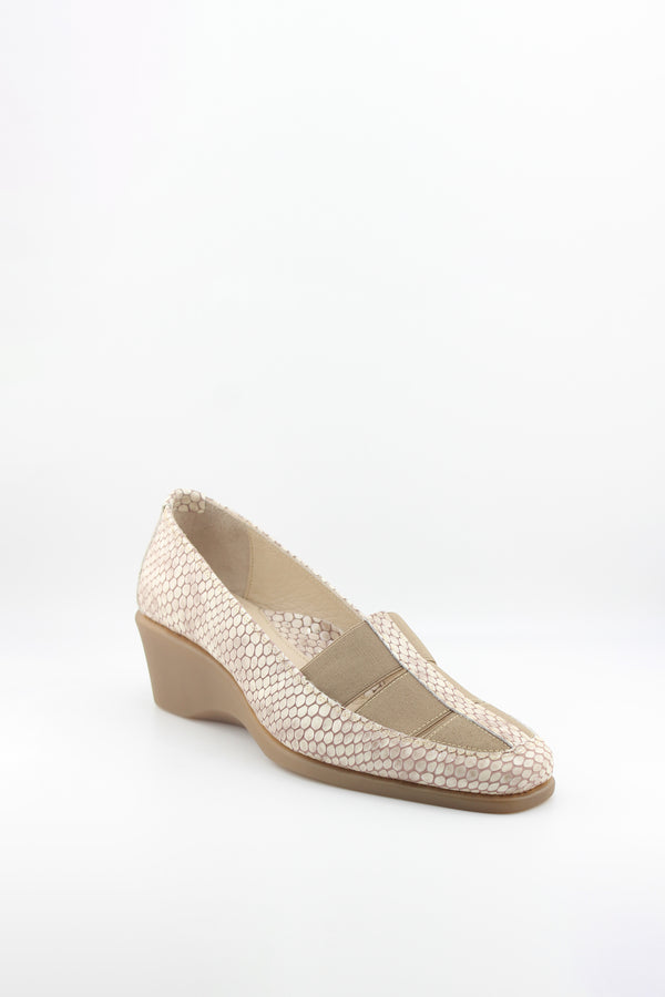 DFC Relax Textured Slip-On Comfort Wedge Loafer with Elastic Panels