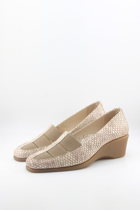 DFC Relax Textured Slip-On Comfort Wedge Loafer with Elastic Panels