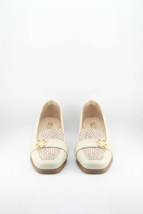 DFC Relax Block Heel Loafers with Embellished Strap