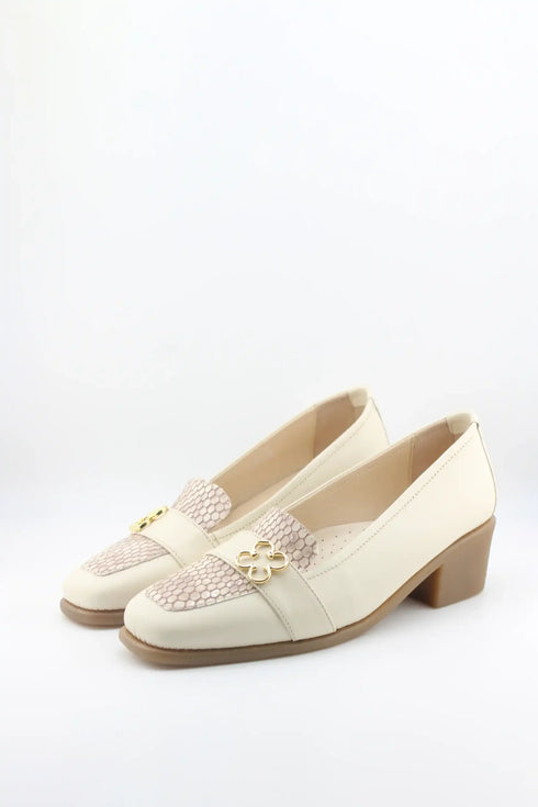 DFC Relax Block Heel Loafers with Embellished Strap