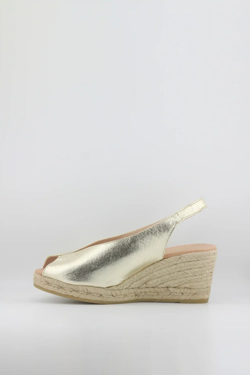 Gaimo Metallic Peep-Toe Espadrille Slingback Wedge