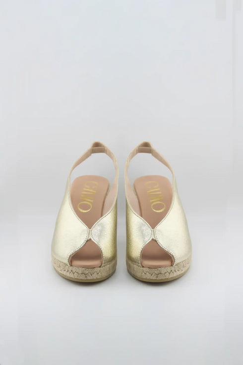 Gaimo Metallic Peep-Toe Espadrille Slingback Wedge