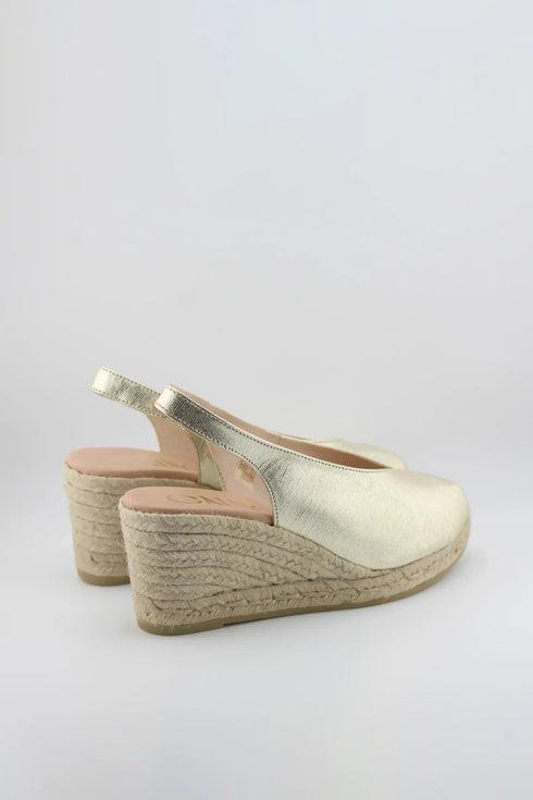 Gaimo Metallic Peep-Toe Espadrille Slingback Wedge