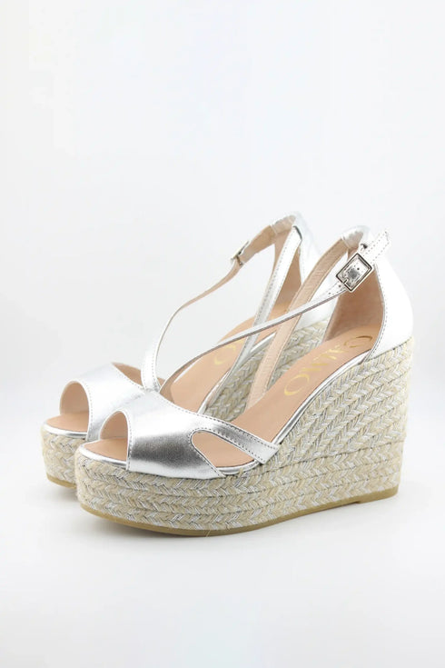 Gaimo Strappy Espadrille Peep-Toe Wedge Sandals