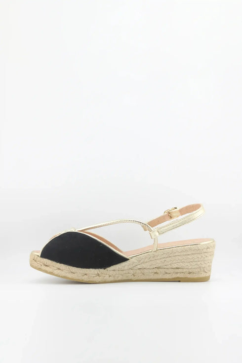Gaimo Criss-Cross Strap Peep-Toe Espadrille Wedge with Ankle Strap