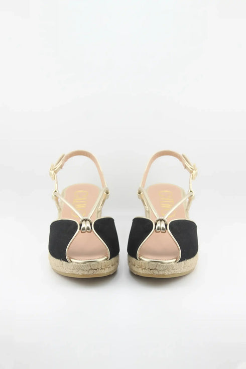 Gaimo Criss-Cross Strap Peep-Toe Espadrille Wedge with Ankle Strap