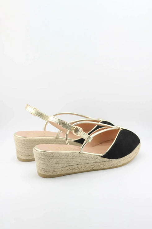 Gaimo Criss-Cross Strap Peep-Toe Espadrille Wedge with Ankle Strap