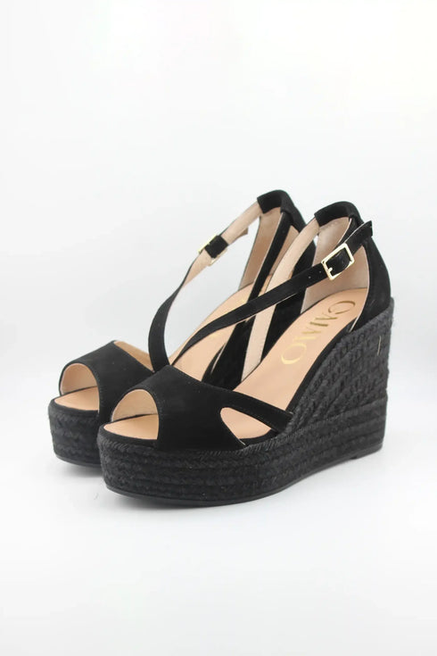Gaimo Strappy Espadrille Peep-Toe Wedge Sandals