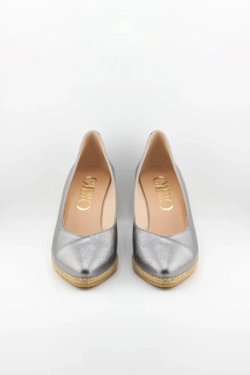Gaimo Metallic Espadrille Wedge Pumps
