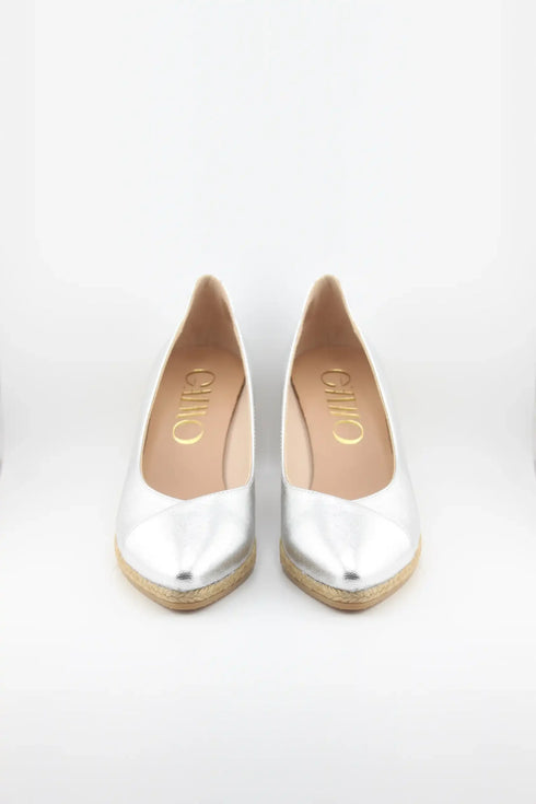 Gaimo Metallic Espadrille Wedge Pumps