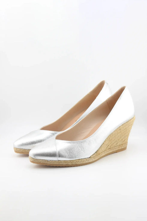 Gaimo Metallic Espadrille Wedge Pumps