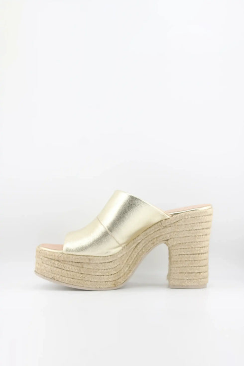 Gaimo Metallic Espadrille Platform Slide Sandals
