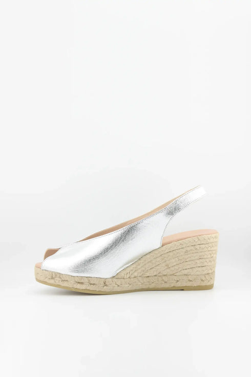 Gaimo Metallic Peep-Toe Espadrille Slingback Wedge