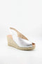 Gaimo Metallic Peep-Toe Espadrille Slingback Wedge