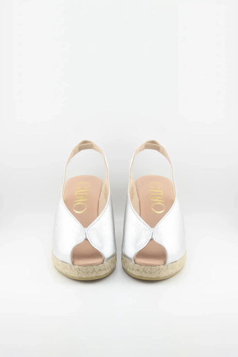 Gaimo Metallic Peep-Toe Espadrille Slingback Wedge