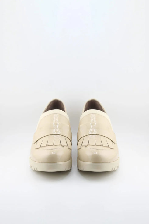 Wonders Platform Loafers with Fringe Detailing