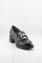 Wonders Leather Block Heel Loafer with Buckle