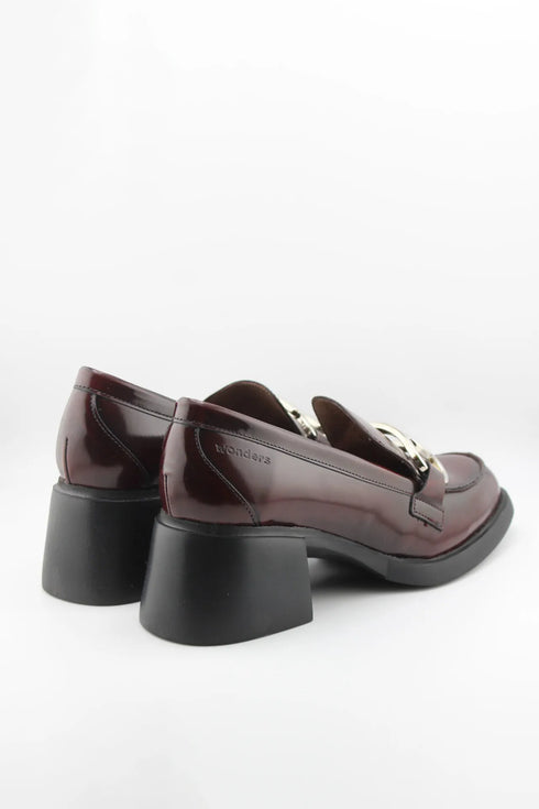 Wonders Leather Block Heel Loafer with Buckle