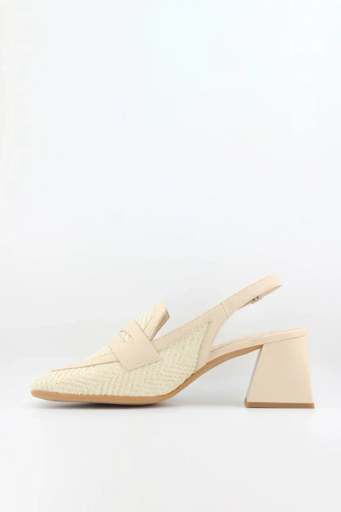 Wonders Herringbone Slingback Block Heel Loafers