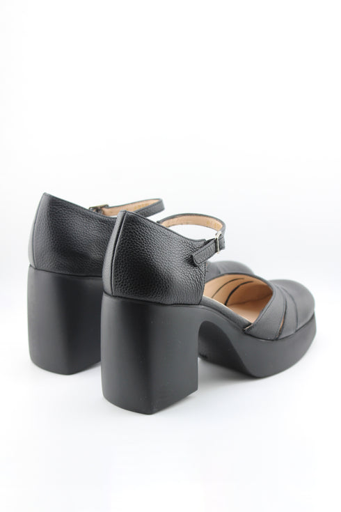 Wonders Chunky Heel Textured Mary Jane