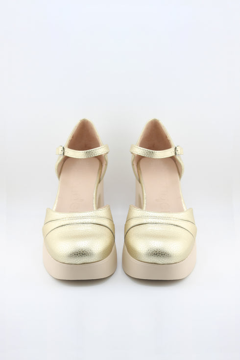 Wonders Chunky Heel Textured Mary Jane