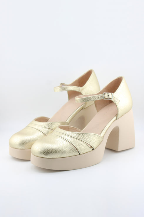 Wonders Chunky Heel Textured Mary Jane