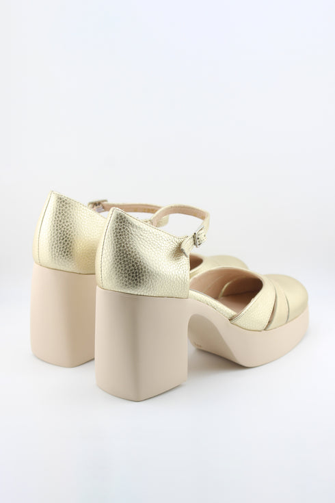 Wonders Chunky Heel Textured Mary Jane