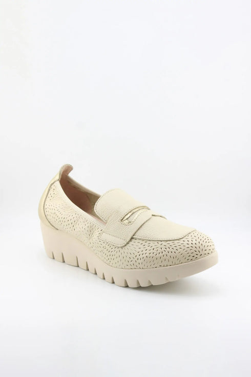 Wonders Perforated Leather Platform Loafers