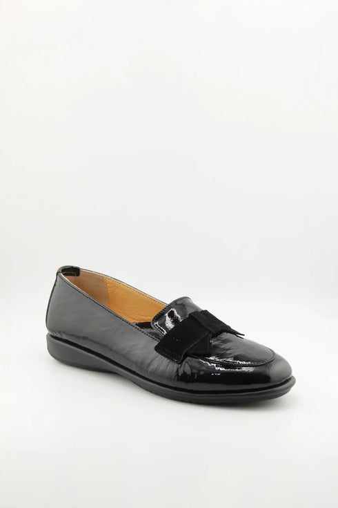 DFC Relax Patent Leather Loafers with Bow Detailing