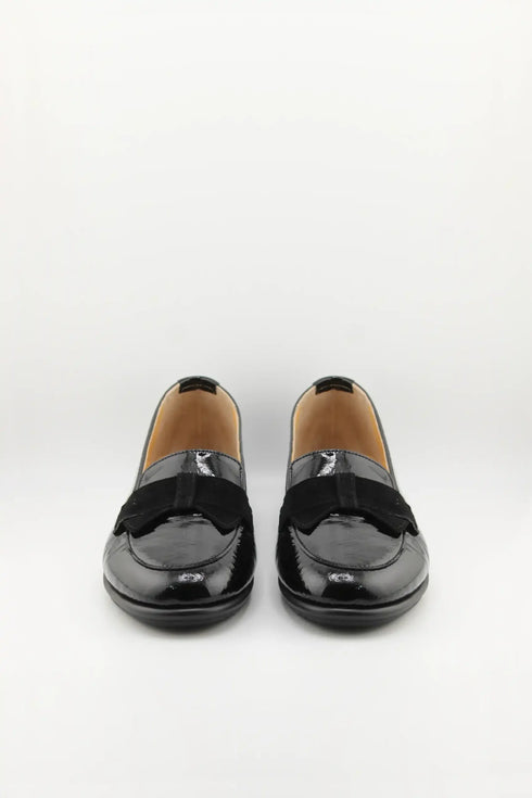 DFC Relax Patent Leather Loafers with Bow Detailing