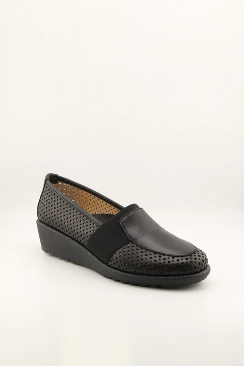 DFC Relax Perforated Slip-On Wedge Loafers